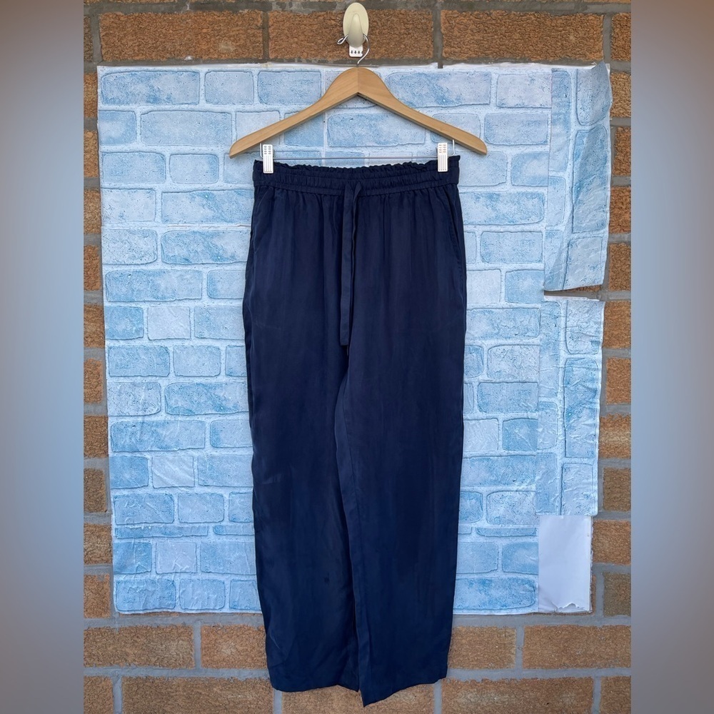 Jenni Kayne Rio Trouser Elastic Waist Pockets Pull On Navy Blue Pants medium